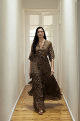Nysa | Maxi Animal Print Dress with Bell Sleeves