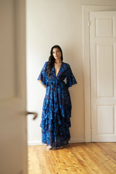 KarisKaris | Navy Maxi Dress with Blue Floral